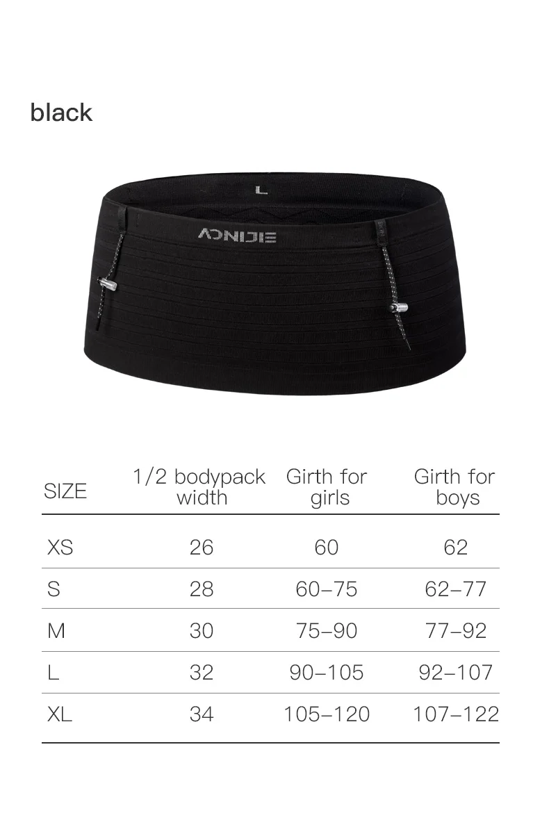 AONIJIE W8116 Sports Waist bag with Bib Number Holder - BLACK