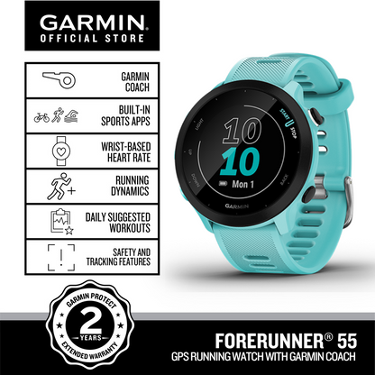 GARMIN Forerunner 55 GPS Running Smartwatch [Up to 14 days of battery life]