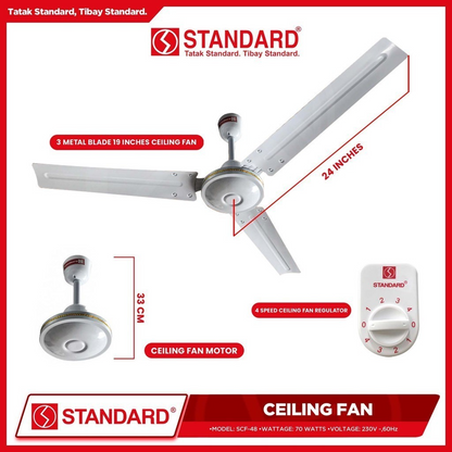 STANDARD Ceiling Fan 48" (Diameter Metal Blade) - SCF-48