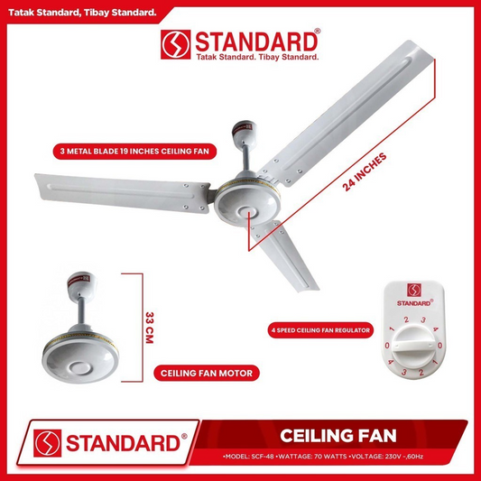 STANDARD Ceiling Fan 48" (Diameter Metal Blade) - SCF-48