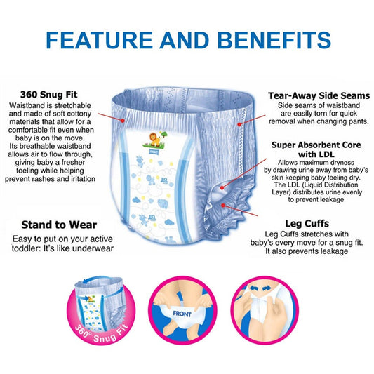EQ Pants Baby Diapers [ MEGA PACK 66 PCS ] - XXXL