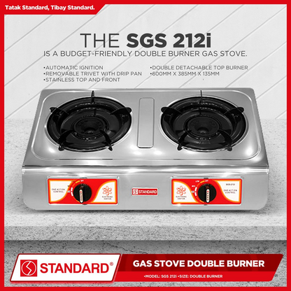 STANDARD Gas Stove Double Burner LPG  - BURNER ONLY - SGS 212i