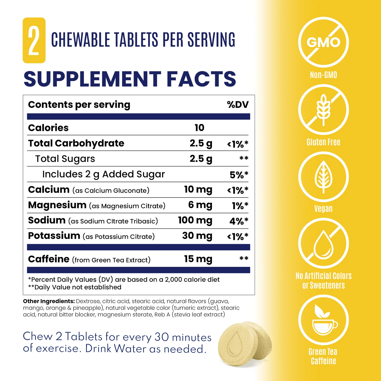 SaltStick Electrolyte FastChews [Tropical Twist + Caffeine] - Packet of 10Tablets