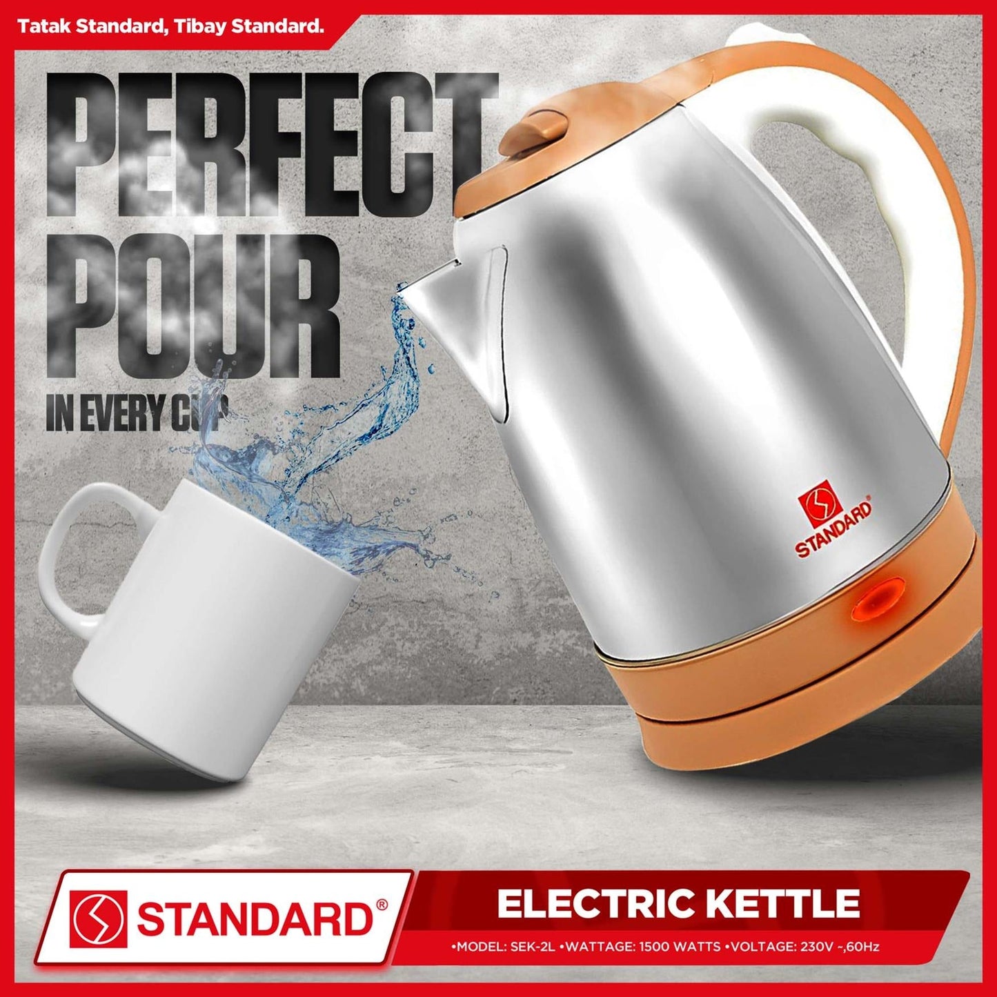 STANDARD  Electric Kettle (2L) STAINLESS STEEL BODY - SEK-2L