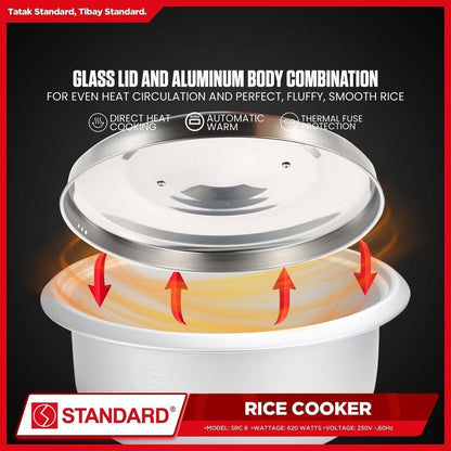 STANDARD Rice Cooker( 1.5L) - PLAIN WHITE - SRC 8