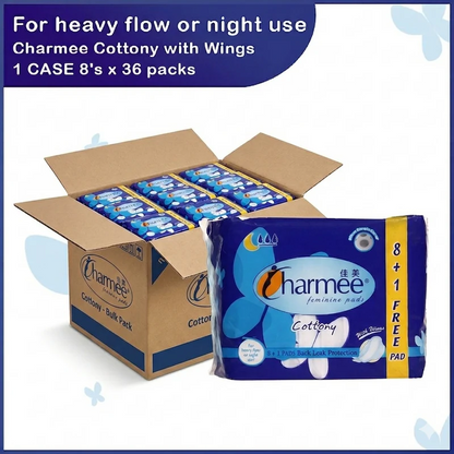1 CASE - Charmee Sanitary Napkin for Heavy flow with Wings [8's x 36 Packs]