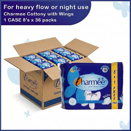 1 CASE - Charmee Sanitary Napkin for Heavy flow with Wings [8's x 36 Packs]