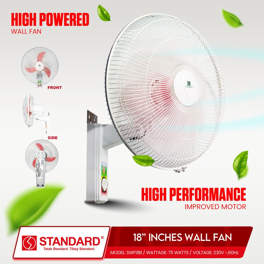 STANDARD Electric Fan 18" (Wall Fan Banana Type Plastic Blade) SWF18B - RED