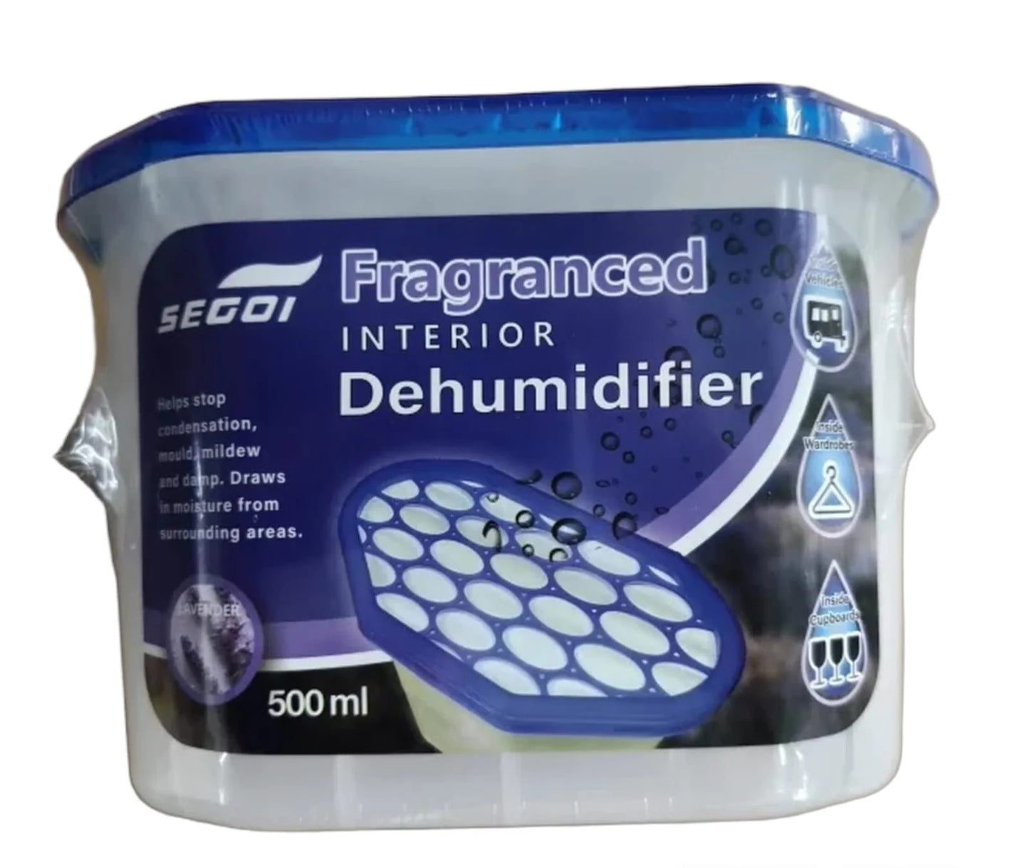 Segoi Dehumidifier LAVENDER scented 500ml (Absorbs moisture for mildew removal)