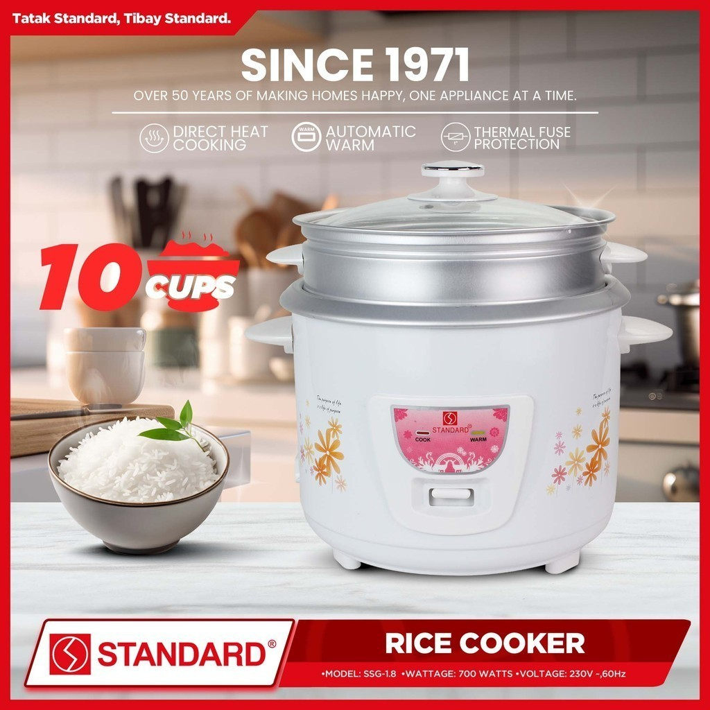 STANDARD Rice Cooker - 1.8 Liters with Steamer - SSG-1.8
