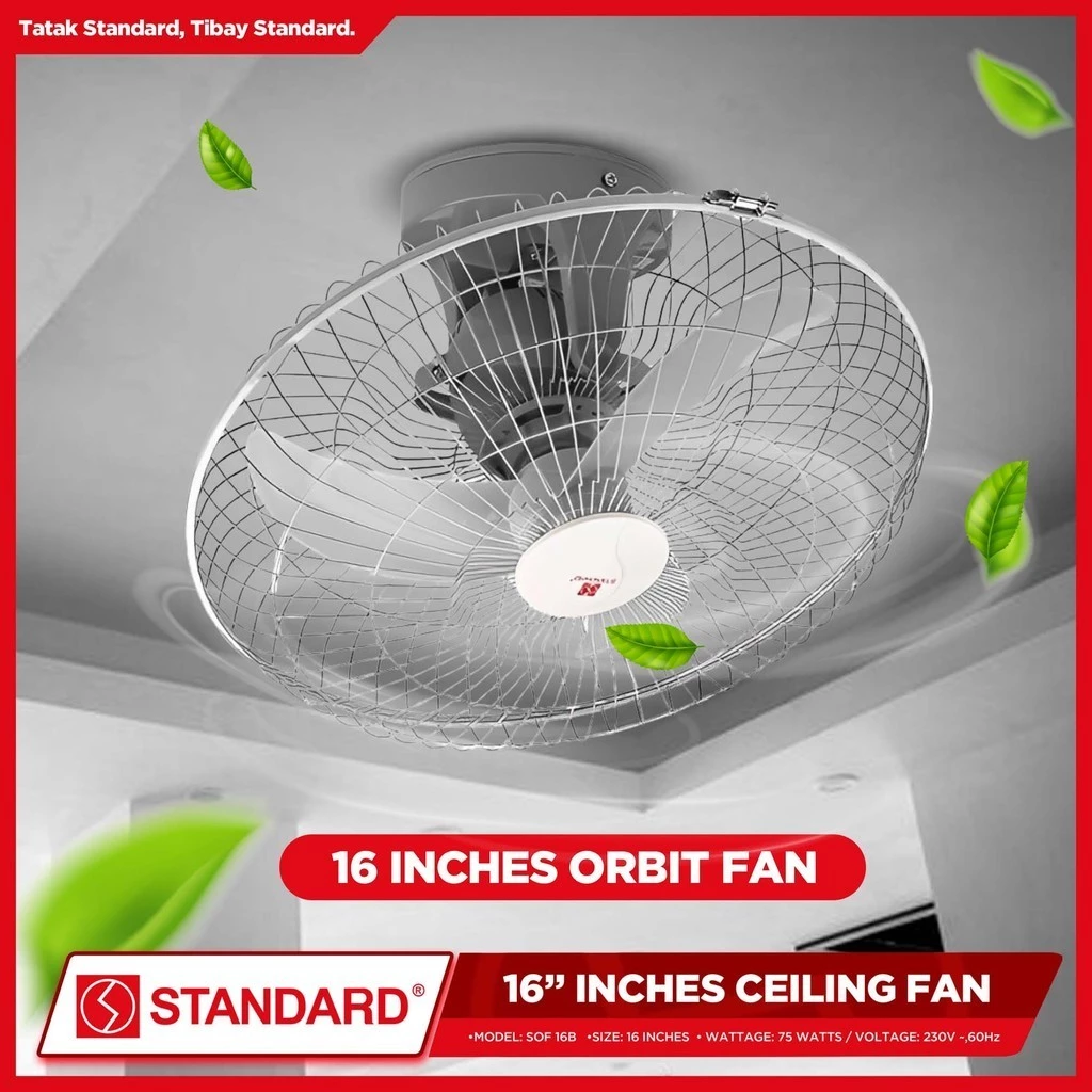 STANDARD ORBIT Ceiling Fan 16"  (Plastic Banana Type Blade) - SOF 16B