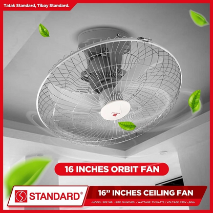 STANDARD ORBIT Ceiling Fan 16"  (Plastic Banana Type Blade) - SOF 16B