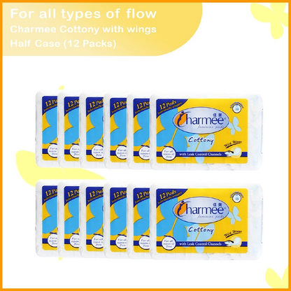 1 CASE - Charmee Cottony Sanitary Napkin for All Types of Flow w/ Wings [12's x 24 Packs]