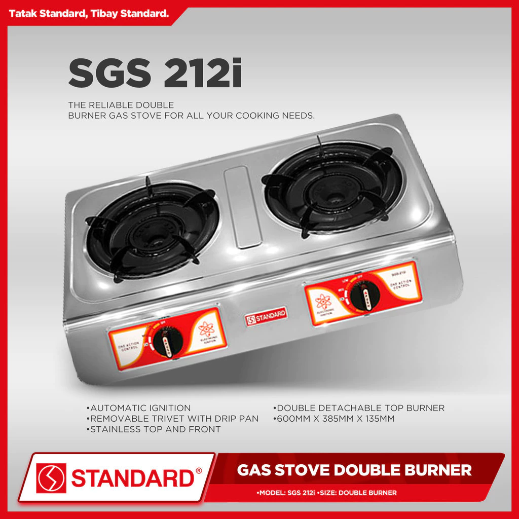 STANDARD Gas Stove Double Burner LPG  - BURNER ONLY - SGS 212i