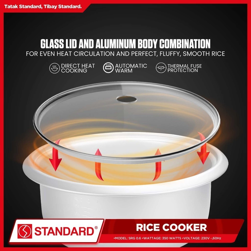 STANDARD Rice Cooker (0.6L/3Cups) - PLAIN WHITE - SRG 0.6