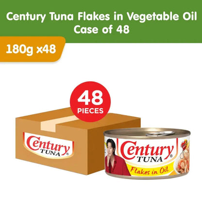 Century Tuna Flakes in Vegetable Oil 180g (Case of 48pcs) - Protein, Omega 3 DHA, No Preservatives