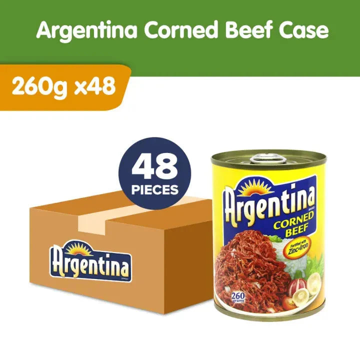 Argentina Corned Beef 260g [ CASE of 48 PCS ] 100% Pure Beef, High Protein, Halal Certified