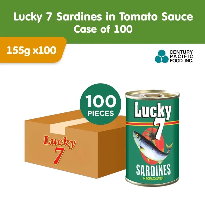 Lucky 7 Sardines in Tomato Sauce 155G [ CASE of 100PCS ]