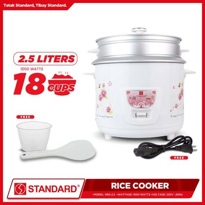 STANDARD Rice Cooker - 2.5 Liters with Steamer - SRG-2.5