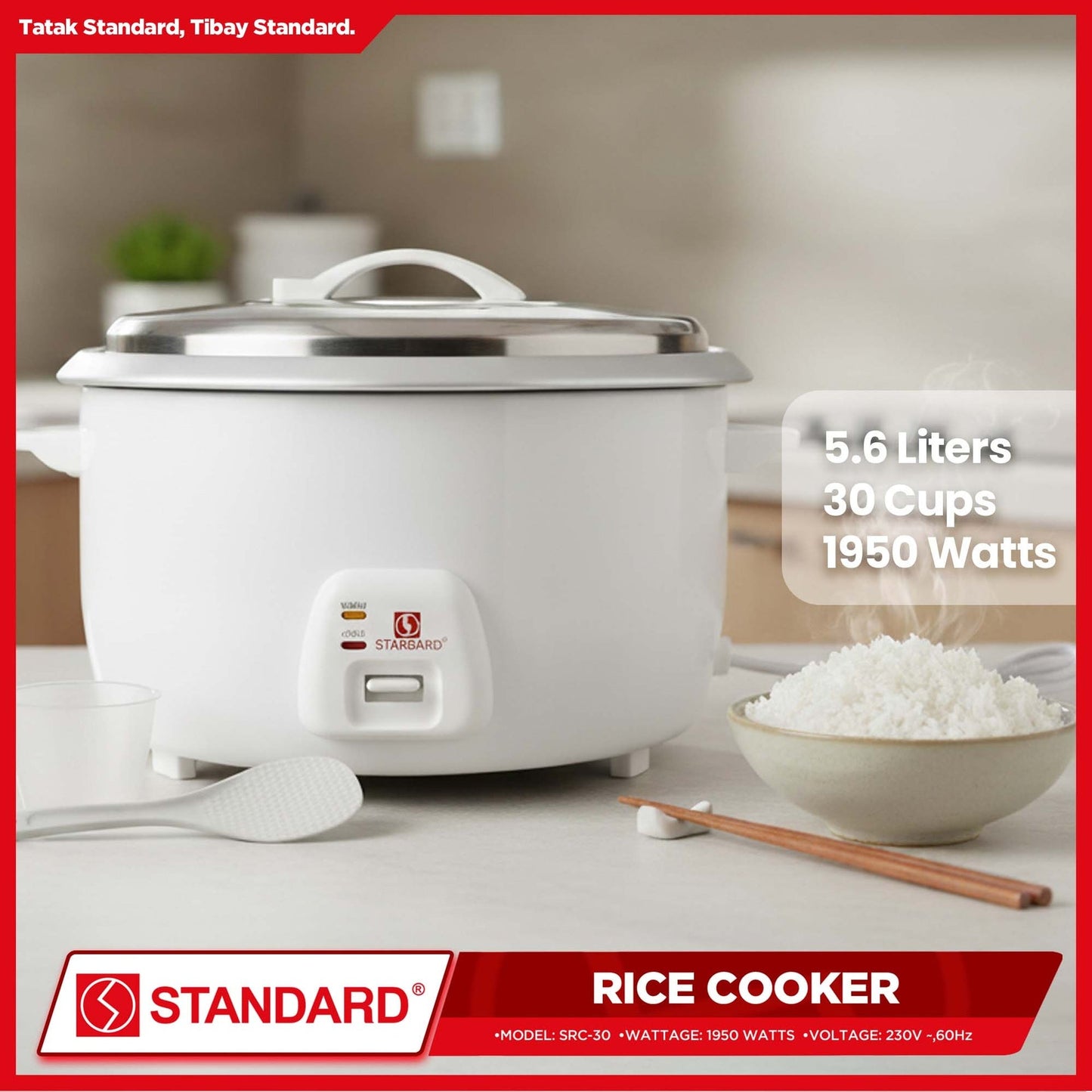 STANDARD Large Capacity Commercial Rice Cooker (5.6L/30Cups) -SRC-30