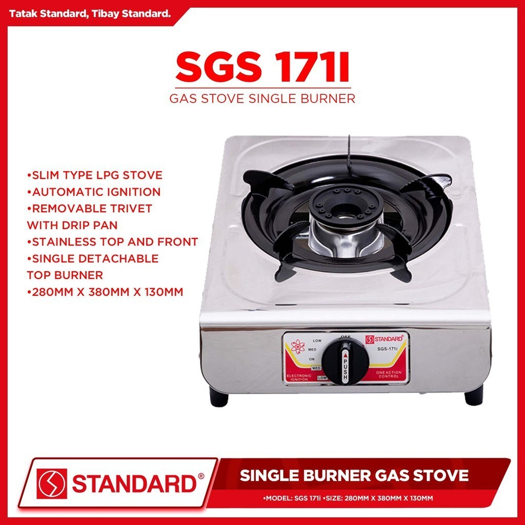 STANDARD Gas Stove Single Burner LPG (Stainless Steel Slim type) SGS 171i - BURNER ONLY