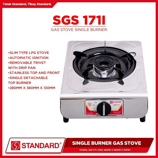 STANDARD Gas Stove Single Burner LPG (Stainless Steel Slim type) SGS 171i - BURNER ONLY