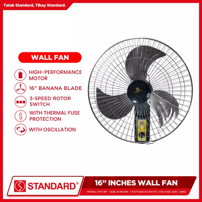 STANDARD Electric Fan 16" (Wall Fan  Metal Blade) - STW-16F