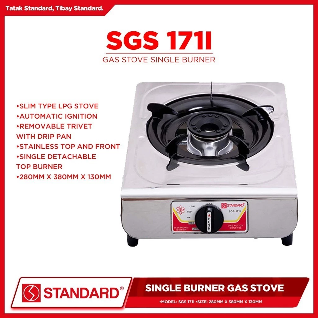 STANDARD Gas Stove Single Burner LPG (Stainless Steel Slim type) SGS 171i - BURNER ONLY