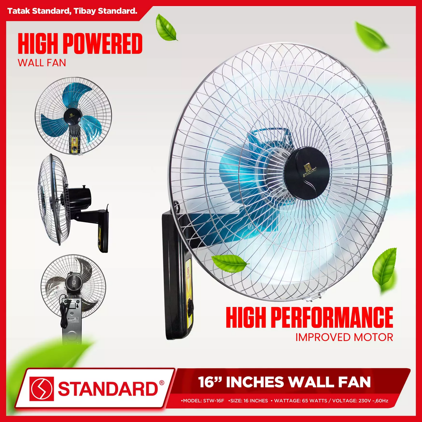 STANDARD Electric Fan 16" (Wall Fan  Metal Blade) - STW-16F