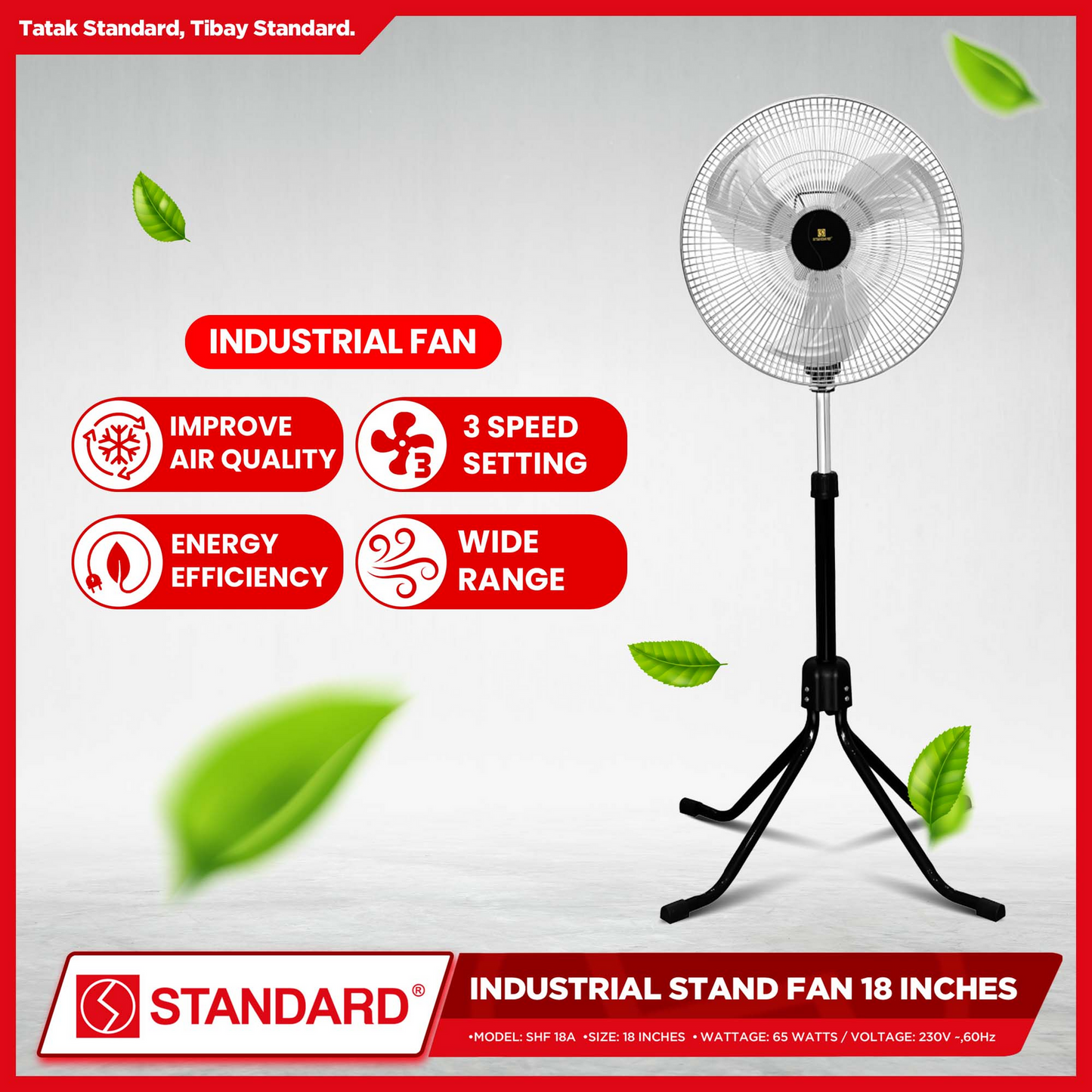 STANDARD Industrial Stand Fan 18" (Metal Blade) - SHF 18A
