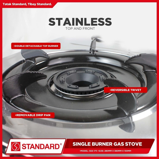 STANDARD Gas Stove Single Burner LPG (Stainless Steel Slim type) SGS 171i - BURNER ONLY