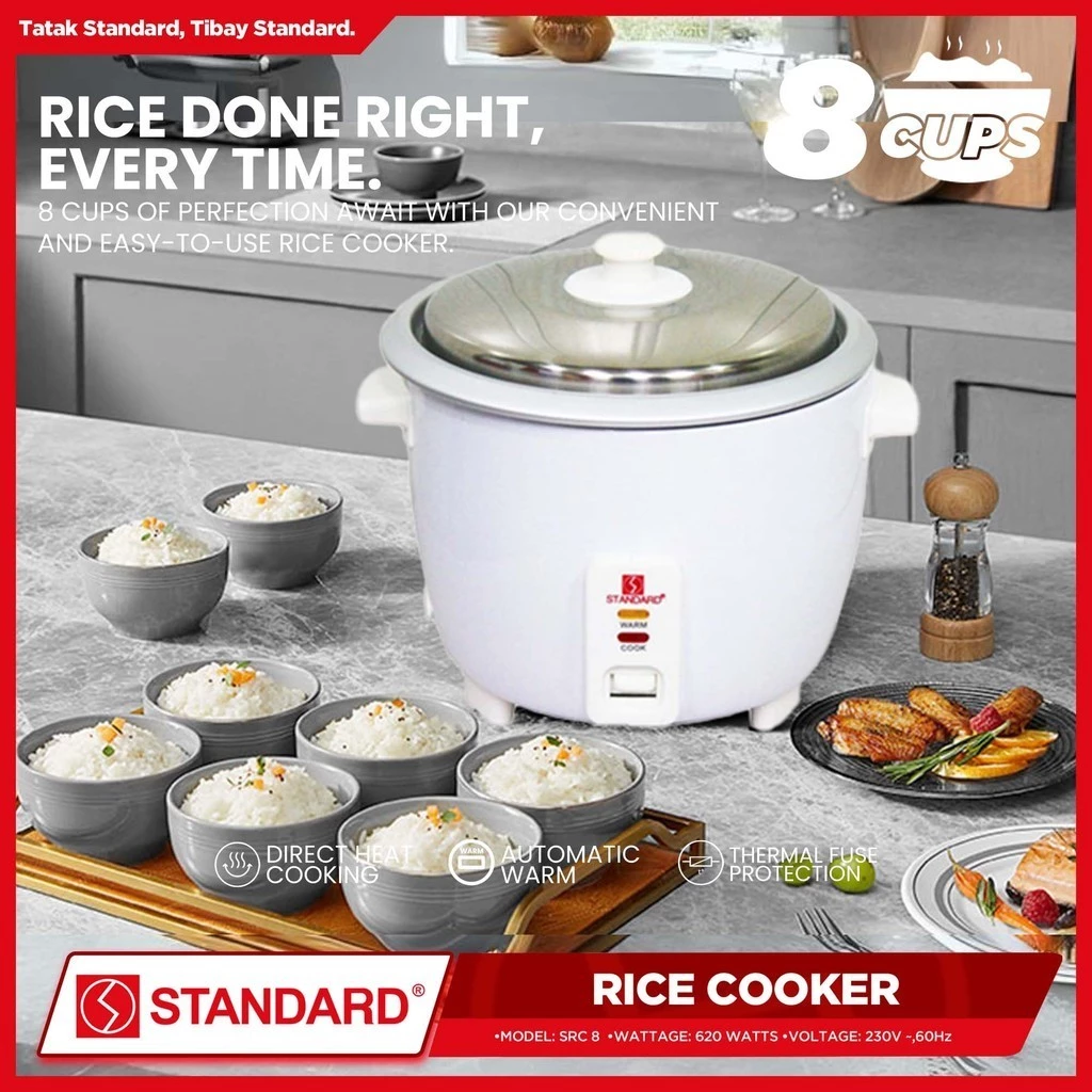 STANDARD Rice Cooker( 1.5L) - PLAIN WHITE - SRC 8