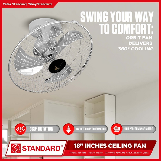 STANDARD ORBIT Ceiling Fan 18" (Metal Blade 4 Speed Switch) - SOF-18T2