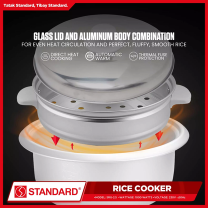 STANDARD Rice Cooker - 2.5 Liters with Steamer - SRG-2.5
