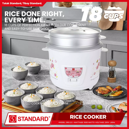 STANDARD Rice Cooker - 2.5 Liters with Steamer - SRG-2.5