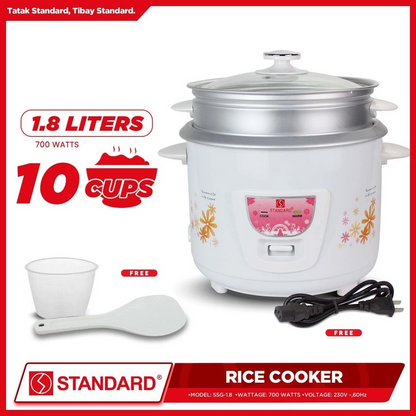 STANDARD Rice Cooker - 1.8 Liters with Steamer - SSG-1.8