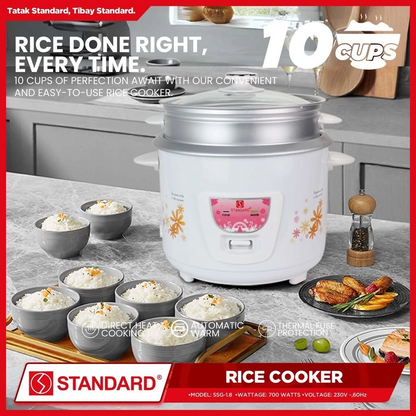 STANDARD Rice Cooker - 1.8 Liters with Steamer - SSG-1.8