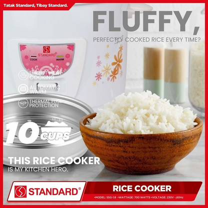 STANDARD Rice Cooker - 1.8 Liters with Steamer - SSG-1.8