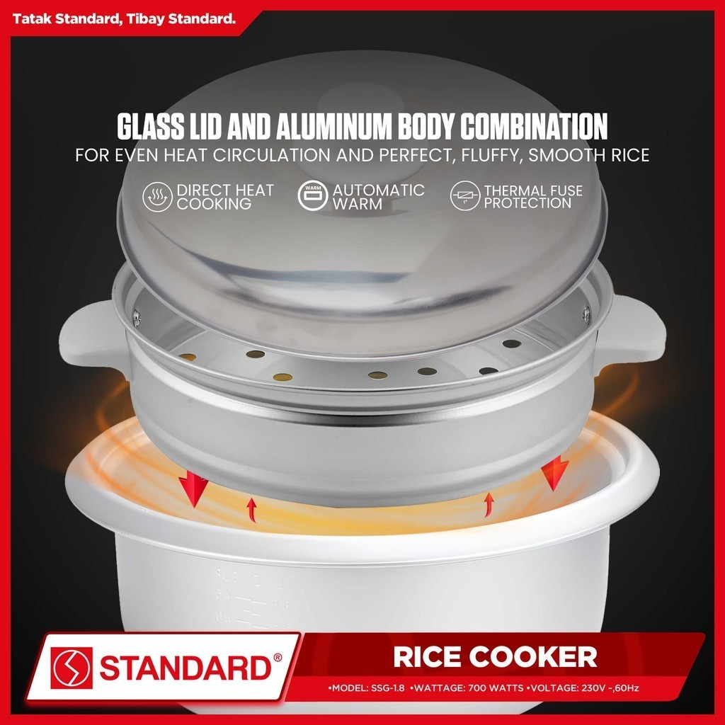 STANDARD Rice Cooker - 1.8 Liters with Steamer - SSG-1.8