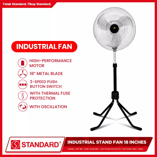 STANDARD Industrial Stand Fan 18" (Metal Blade) - SHF 18A