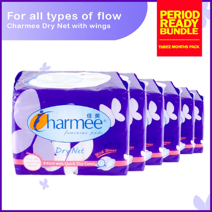 1 CASE -Charmee Sanitary Napkin Dry Net Heavy Flow With Wings [8's x 36 packs]