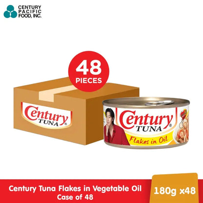 Century Tuna Flakes in Vegetable Oil 180g (Case of 48pcs) - Protein, Omega 3 DHA, No Preservatives