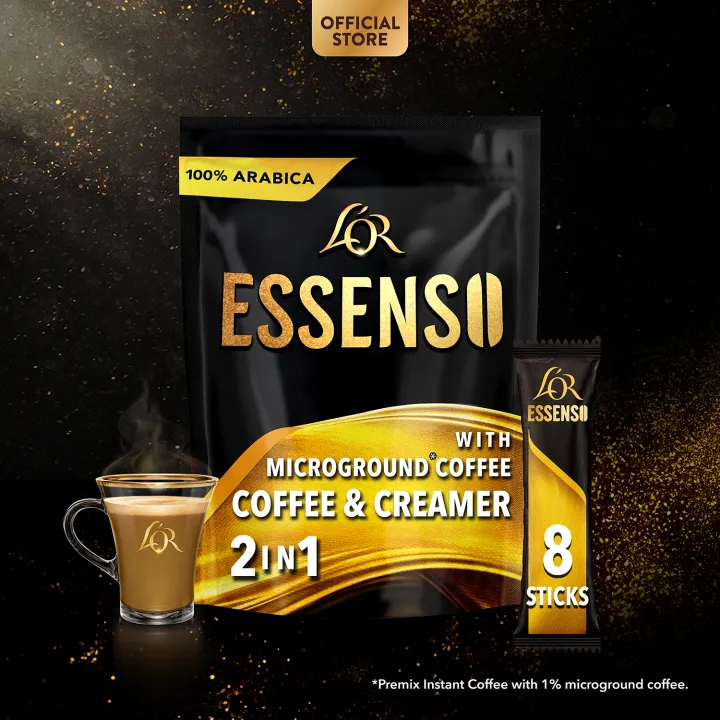 1 CASE L'OR ESSENSO Instant 2in1 Coffee with Coffee & Creamer with Microground (24 PACKS of 16g x 8Sticks