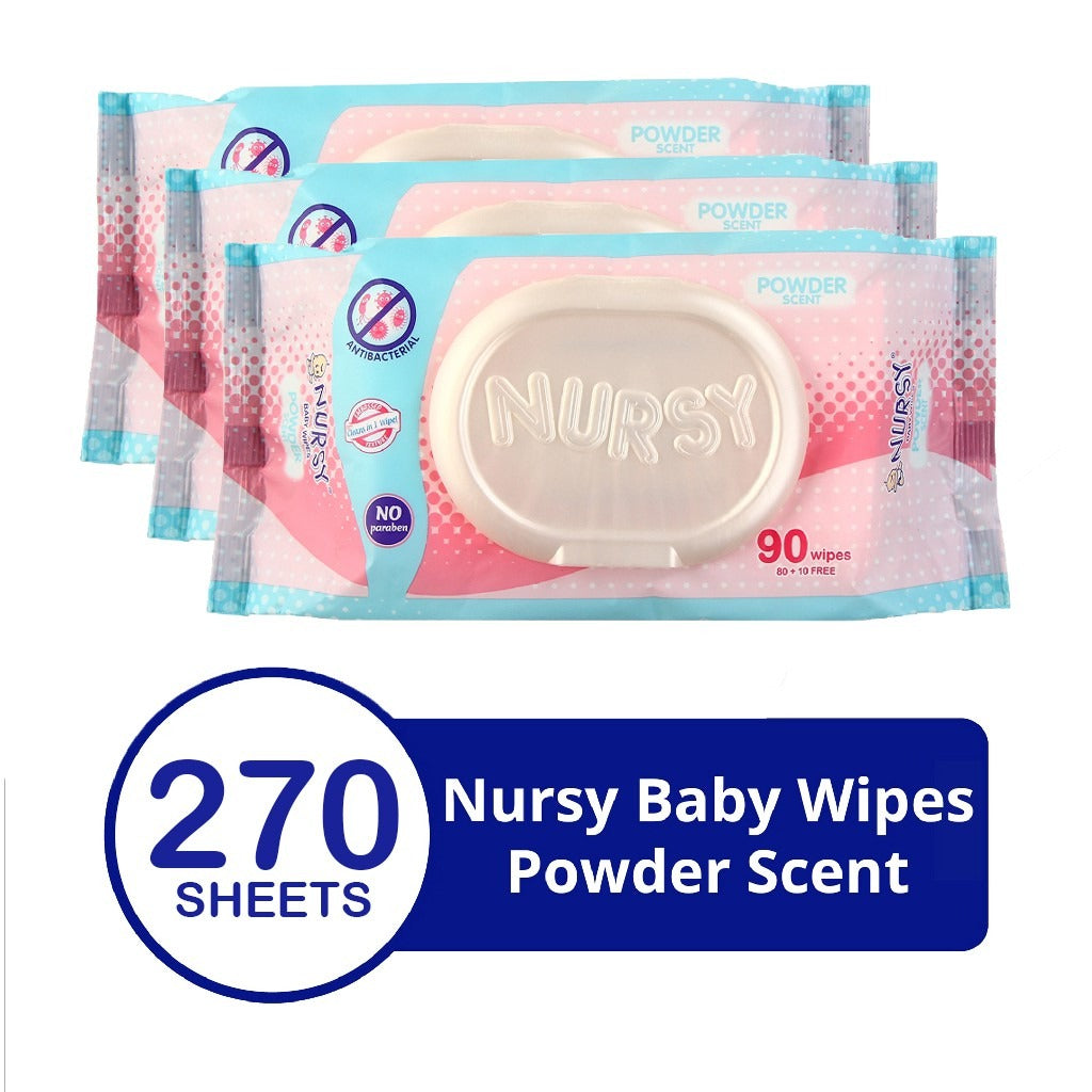 Nursy Baby Wipes in Powder Scent 90's [ BUNDLE OF 4 and 24 ]