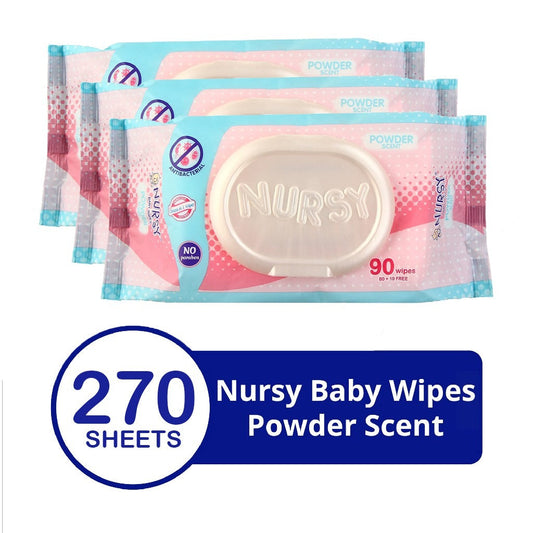 Nursy Baby Wipes in Powder Scent 90's [ BUNDLE OF 4 and 24 ]