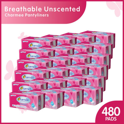1 CASE - Charmee Pantyliner Breathable Unscented [20's x 24 Packs]