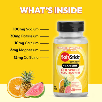 Saltstick Electrolyte Fastchew (Tropical Twist) - Bottle of 60 Chewable Tablets