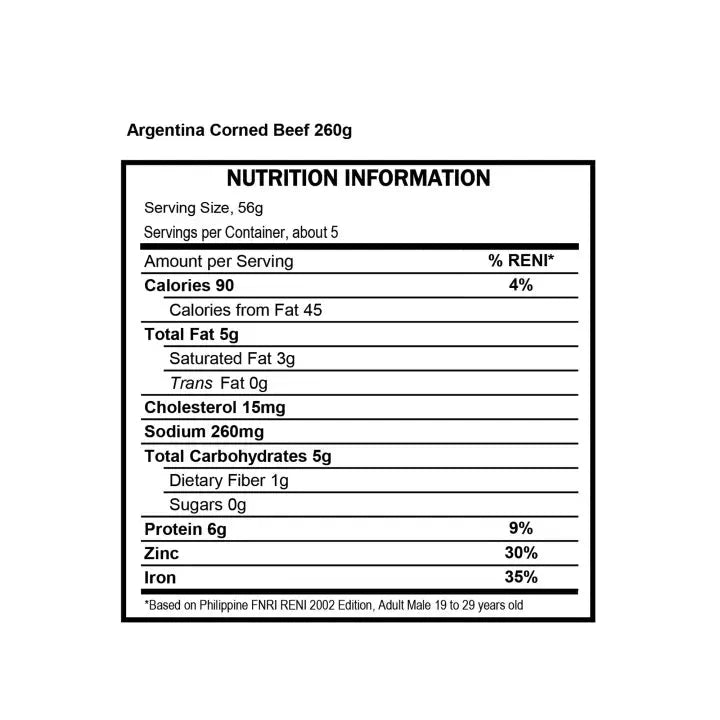 Argentina Corned Beef 260g [ CASE of 48 PCS ] 100% Pure Beef, High Protein, Halal Certified