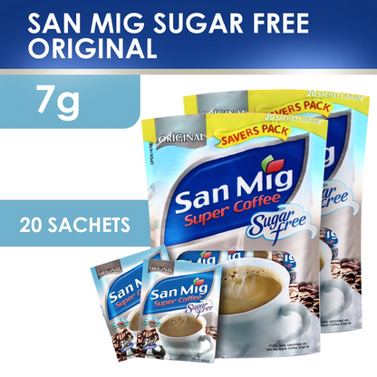1 CASE SAN MIG Super Coffee Original Sugar Free (15 PACKS of 7g x 20sachet)