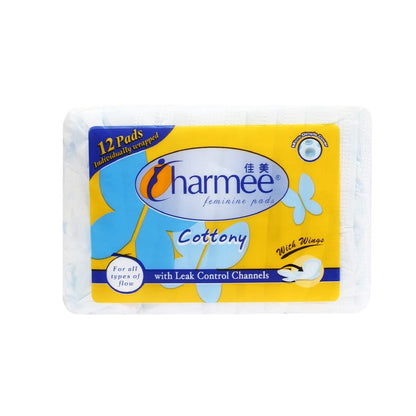 1 CASE - Charmee Cottony Sanitary Napkin for All Types of Flow w/ Wings [12's x 24 Packs]